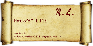 Matkó Lili névjegykártya