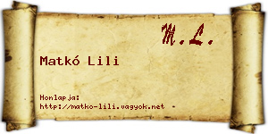 Matkó Lili névjegykártya